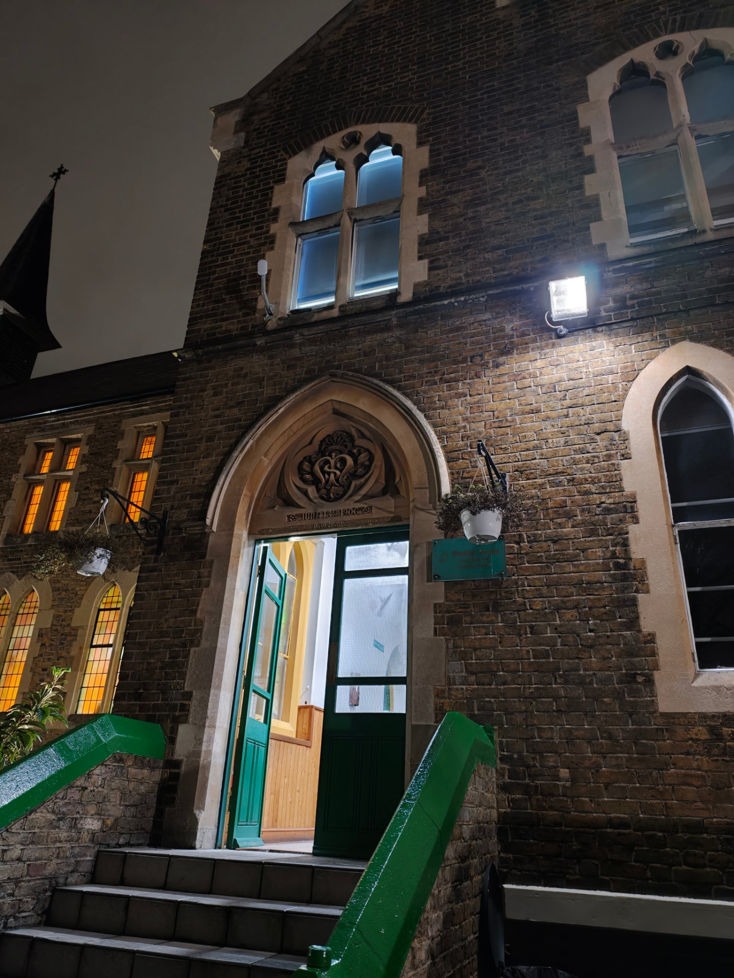 The entrance by night